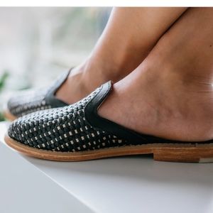 Harmonica Trini mules in black/gold